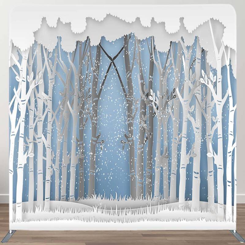 Aperturee Winter Forest Scene Decoupage Square Tension Backdrop | Photography Backdrops | Photography Cloth Backdrop | Photog...