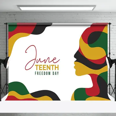 White Freedom Day Happy Juneteenth Party Backdrop - Aperturee