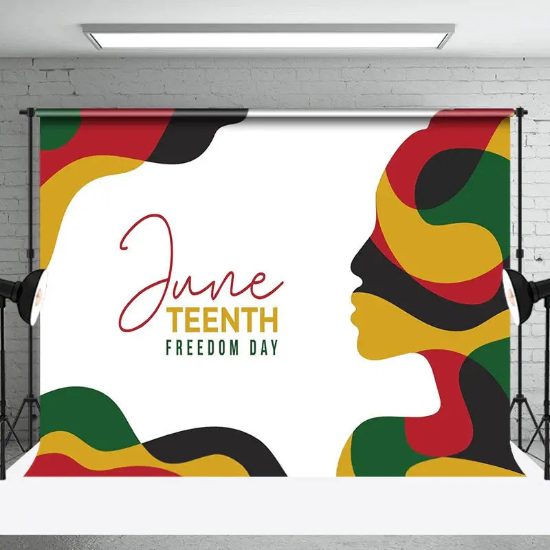 White Freedom Day Happy Juneteenth Party Backdrop - Aperturee