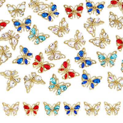 36Pcs 6 Colors Butterfly Alloy Cabochons