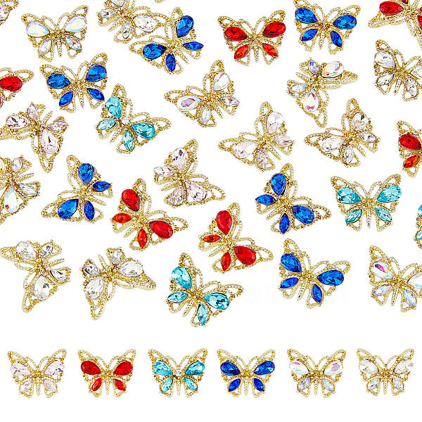 36Pcs 6 Colors Butterfly Alloy Cabochons