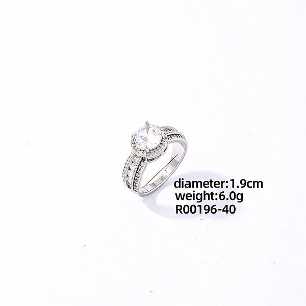 Shiny Round Fashion Brass Rhinestone Ring
