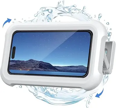 Waterproof Phone Holder for Shower & Bathroom - Upgraded 360° Smooth Rotating, Anti-Fog Protective Case, Full HD Sensitive T...