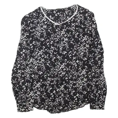 MASSIMO DUTTI Butterfly Womens Printed Blouse Black Long Sleeve S