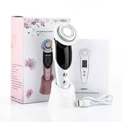 7-in-1 Facial Massager EMS Micro-current Color Light Vibration LED Beauty Purifying Introducer Skin Care Beauty Device | Colo...