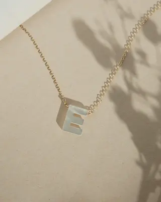 Dawn Initial Necklace | Metal Color: Solid 14K Gold | Style: E