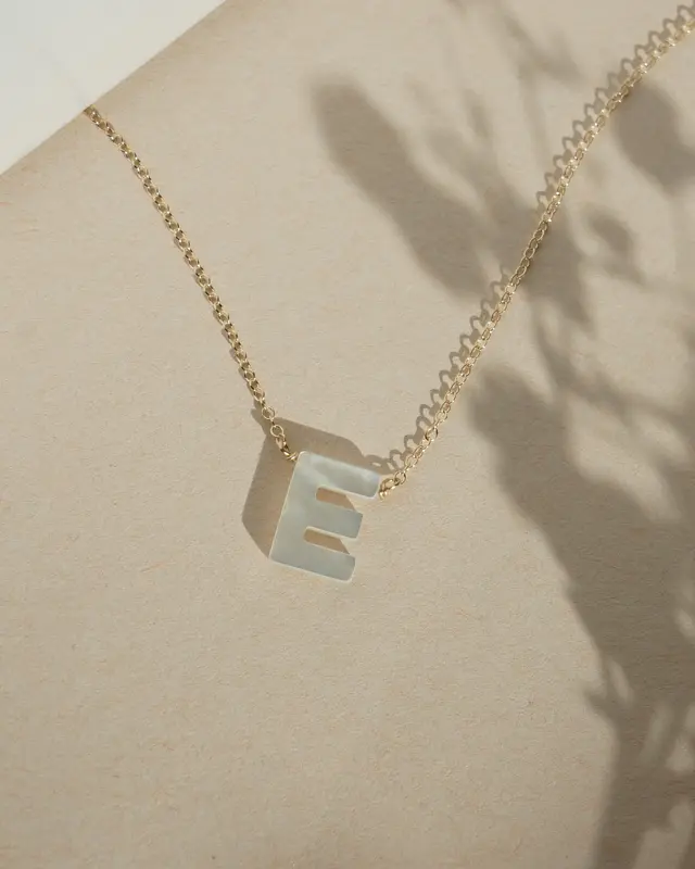 Dawn Initial Necklace | Metal Color: Solid 14K Gold | Style: E
