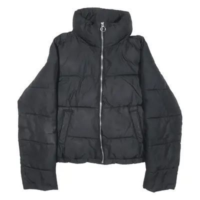 HOLLISTER Insulated Cropped Puffer Jacket Black Womens S