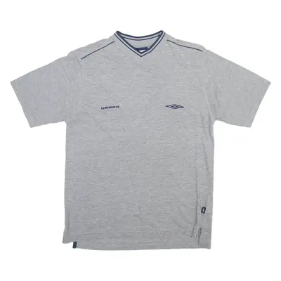 UMBRO Mens T-Shirt Grey V-Neck S