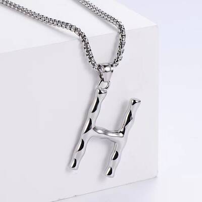 3Pcs Stainless Steel Textured Letter Pendants