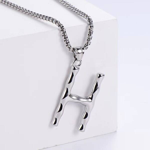 3Pcs Stainless Steel Textured Letter Pendants