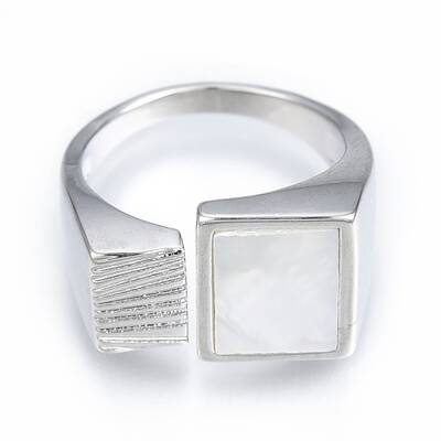Natural Shell Square Open Cuff Ring