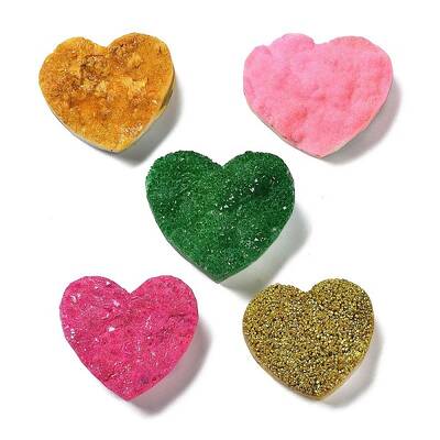 Electroplate Natural Quartz Crystal Heart Display Decorations