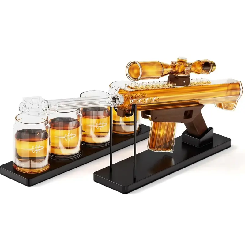 Gifts for Dads, Kollea 22 Oz Whiskey Decanter Set and 4 Glasses with 5 Oz Sighting Telescope, Unique Anniversary Birthday Fat...