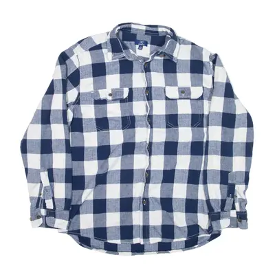 GEORGE Flannel Shirt Blue Check Long Sleeve Mens L