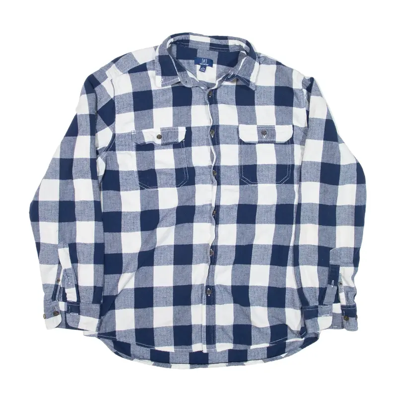 GEORGE Flannel Shirt Blue Check Long Sleeve Mens L