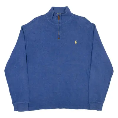 POLO RALPH LAUREN Mens Jumper Blue 1/4 Zip Tight Knit L