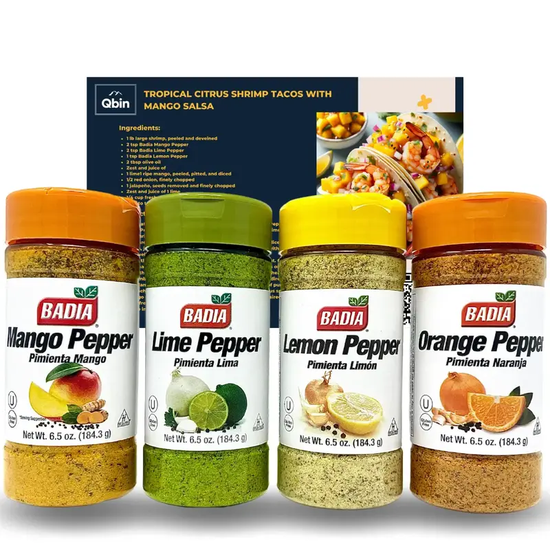 Badia Mango Citrus Pepper Bundle - Zesty Seasoning Collection - Mango Pepper - Lime Pepper - Lemon Pepper - Orange Pepper - 6...