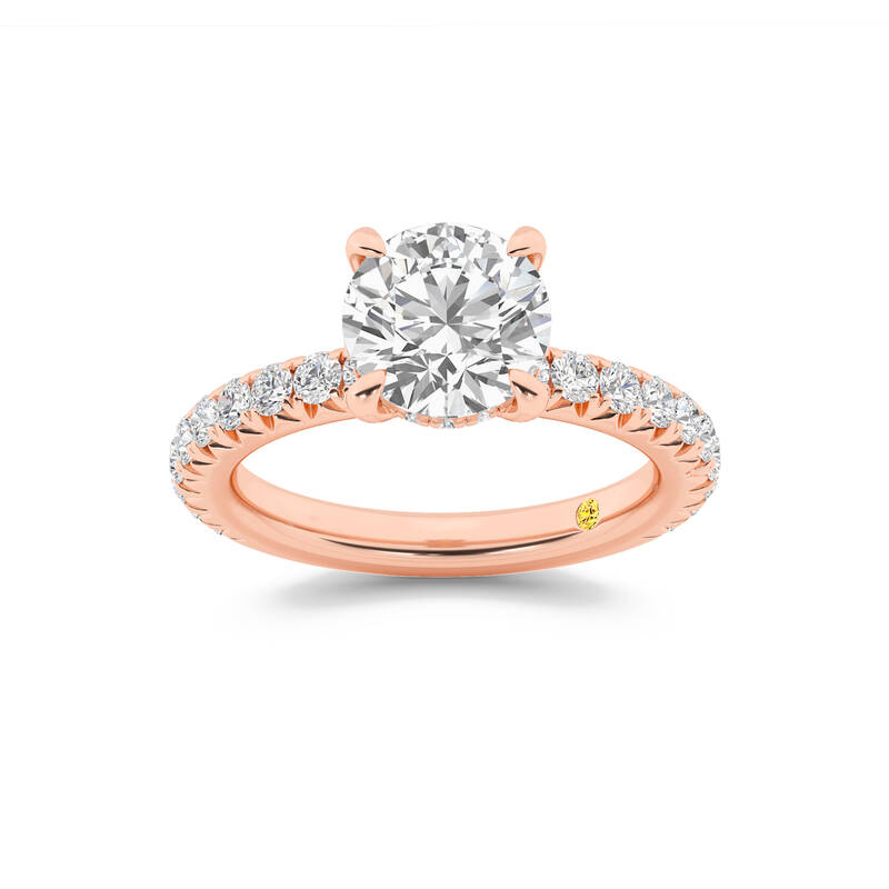 Embers Three Quarter Coverage Hidden Halo Round Lab Grown Diamond Engagement Ring | 10K Rose Gold 3 3/8 CT. TW.