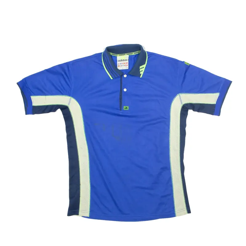 ADIDAS Eqiupment Polo Shirt Blue 90s Short Sleeve Mens L