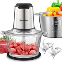 Food Processor, Meat Grinder with two Bowl 8 Cup,2L Electric Food Chopper with 4 Large Sharp Blades for Meat, Fruits, Vegetab...