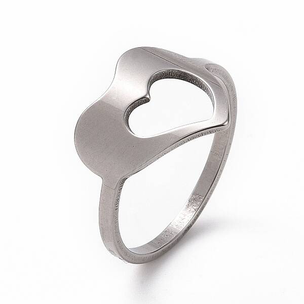 Non-Tarnish 201 Stainless Steel Heart Finger Ring