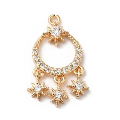 Brass Micro Pave Clear Cubic Zirconia Pendants