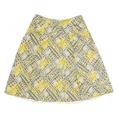 COAST Womens Pleated Skirt Yellow Knee Length Crazy Pattern UK 8