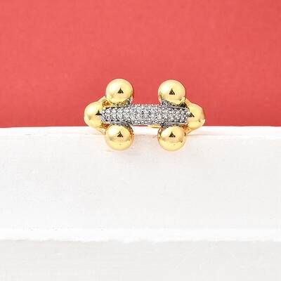 Brass Micro Pave Cubic Zirconia Cuff Rings for Women
