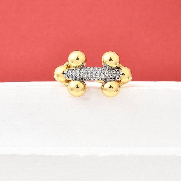 Brass Micro Pave Cubic Zirconia Cuff Rings for Women