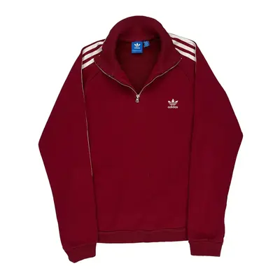 Adidas 1/4 Zip - Large Burgundy Cotton Blend