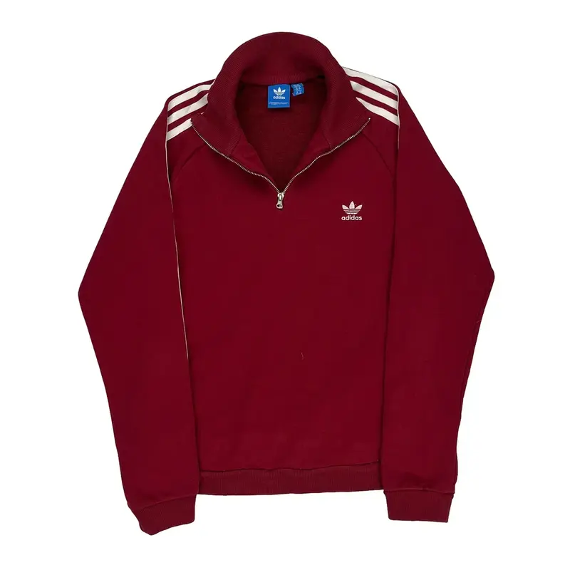 Adidas 1/4 Zip - Large Burgundy Cotton Blend