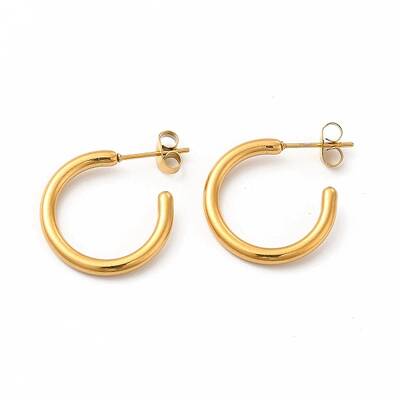304 Stainless Steel Ring Stud Earrings