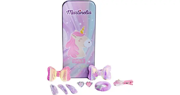 Martinelia Little Unicorn Tin Box Children's Gift Box Hairpins 6pcs + Hair Elastic + Ring 2pcs + Tin Box