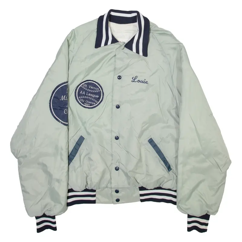 MAJESTIC Mt Vernon AA League City Champs Mens Varsity Jacket Green Nylon USA 2XL