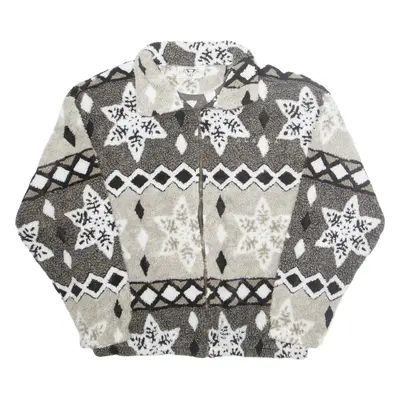 ARCTIC IMAGE Womens Fleece Jacket Brown Crazy Pattern L