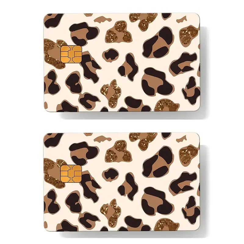 Leopard Pattern Credit Card Sticker, 2 Counts/set Waterproof & Anti-scratch Credit Card Skin, Decorative Card Decal Protecto...
