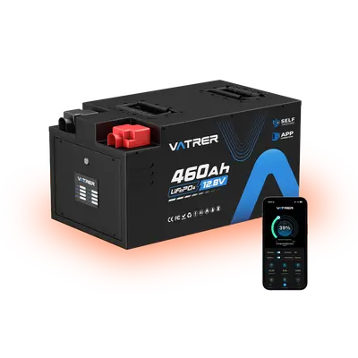 Vatrer 12V 460Ah Self-heating Lithium RV Battery, 5kWh 300A BMS Heated Battery