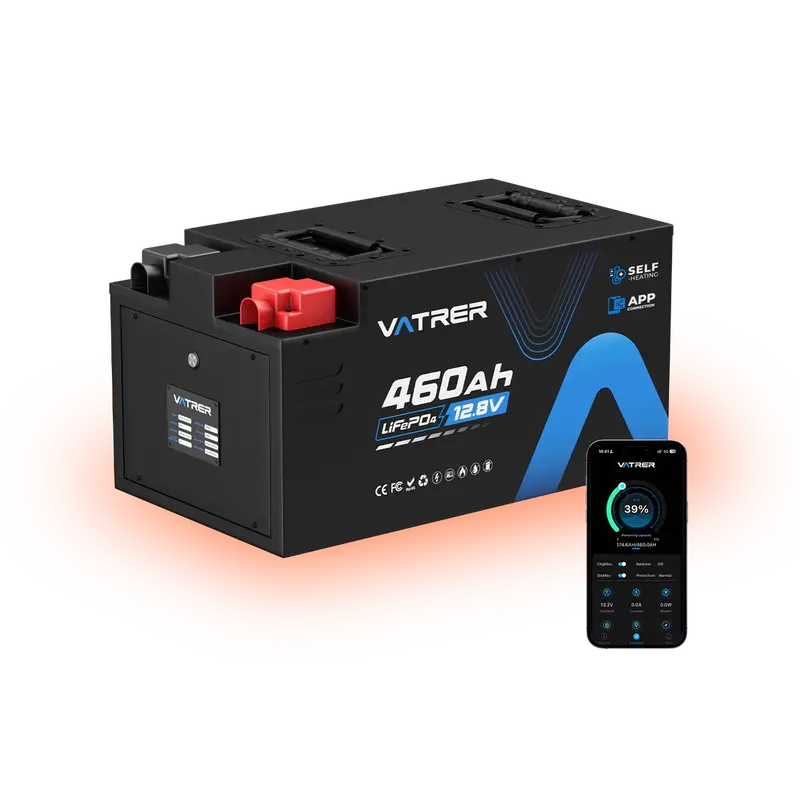 Vatrer 12V 460Ah Self-heating Lithium RV Battery, 5kWh 300A BMS Heated Battery