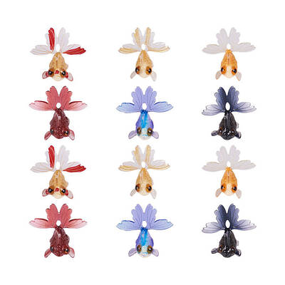 12Pcs 6 Style Cellulose Acetate(Resin) Pendants