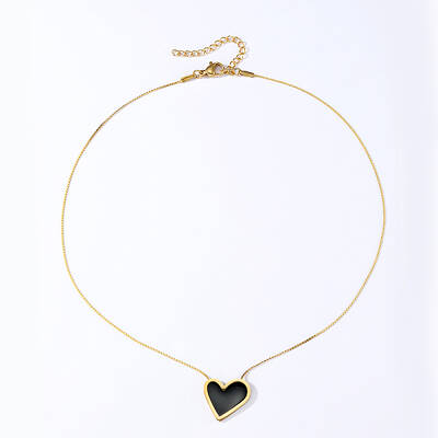 Fashionable and Delicate Heart Stainless Steel Enamel Pendant Necklace for Women