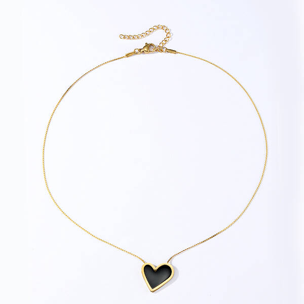 Fashionable and Delicate Heart Stainless Steel Enamel Pendant Necklace for Women