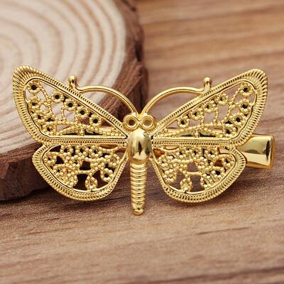 Brass Butterfly with Iron Alligator Hair Clips