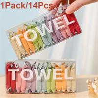 Multicolor Portable Compressed Disposable Towel, 14pcs/set Thickened Compression Soft Comfortable Face Clean Towel, Exfoliati...