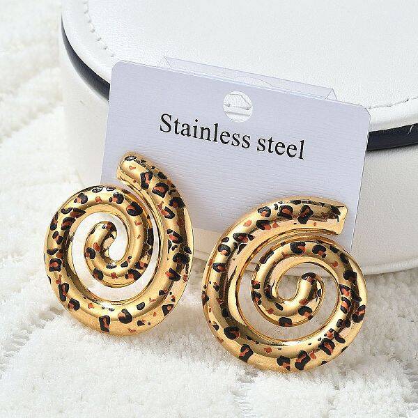 304 Stainless Steel Enamel Stud Earrings