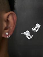 Fashionable Round Zircon Decorative Earrings (1 Pair), Snug Pierced Earrings,  Two Claw Front and Rear Stud Earrings, Casual ...