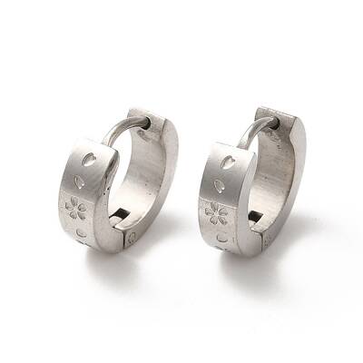 Non-Tarnish Flower 304 Stainless Steel Hoop Earrings