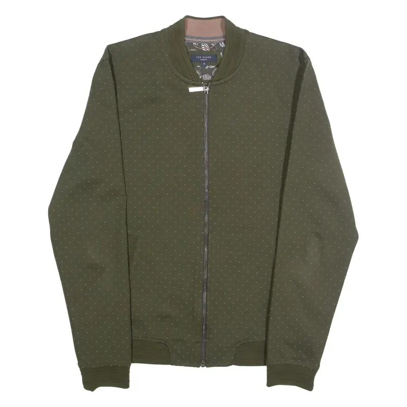 TED BAKER Mens Bomber Jacket Green Spotted L