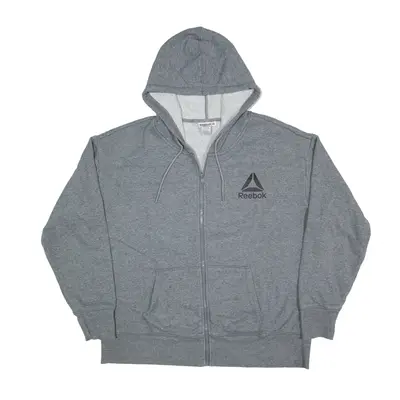 REEBOK Hoodie Grey Full Zip Mens 2XL