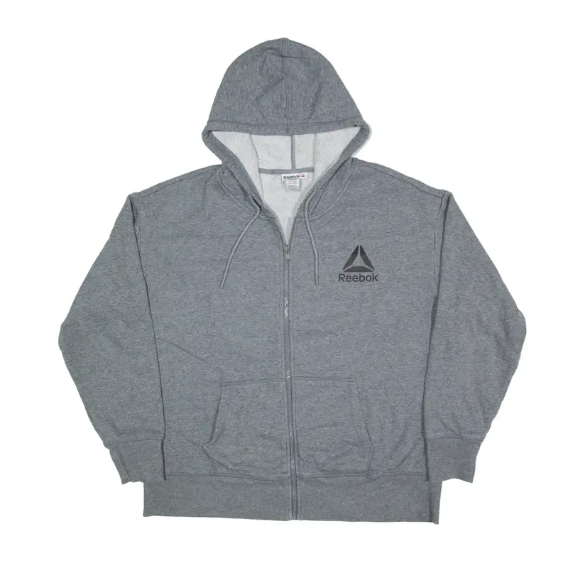 REEBOK Hoodie Grey Full Zip Mens 2XL